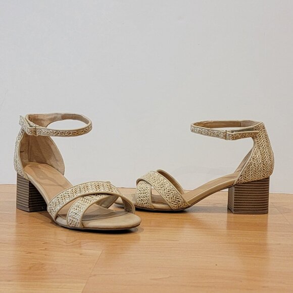 NWT Lane Bryant Raffia Sandals with Ankle Straps - 11W - Picture 1 of 7